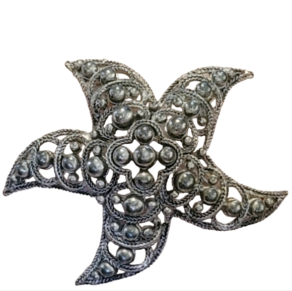 Starfish brooch/pendant Silverplate vintage 70's 80'sbBrooch Pendant Estate Pin - Picture 1 of 6